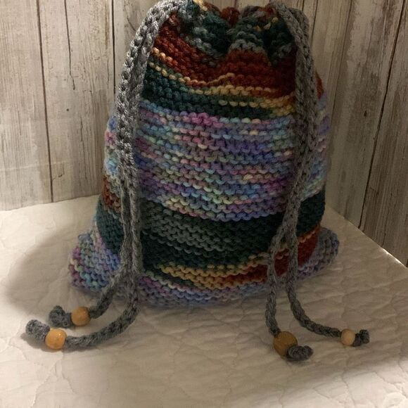 Handmade Handbags - Handmade Colorful Crochet Knit Drawing Handbag